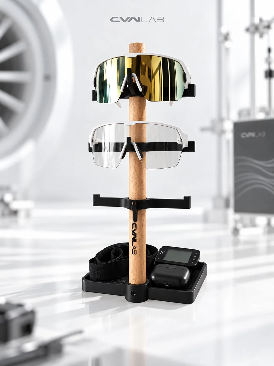 CVNLAB Tabletop Organizer untuk performance eyewear dan perlengkapan olahraga